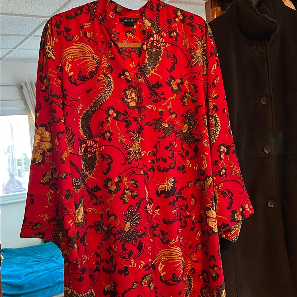❤️NWOT NATORI Nightgown Imperial Floral Maxi Length Zippered Caftan❤️